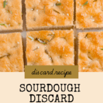 discard focaccia pieces lined up with text overlay for pinterest