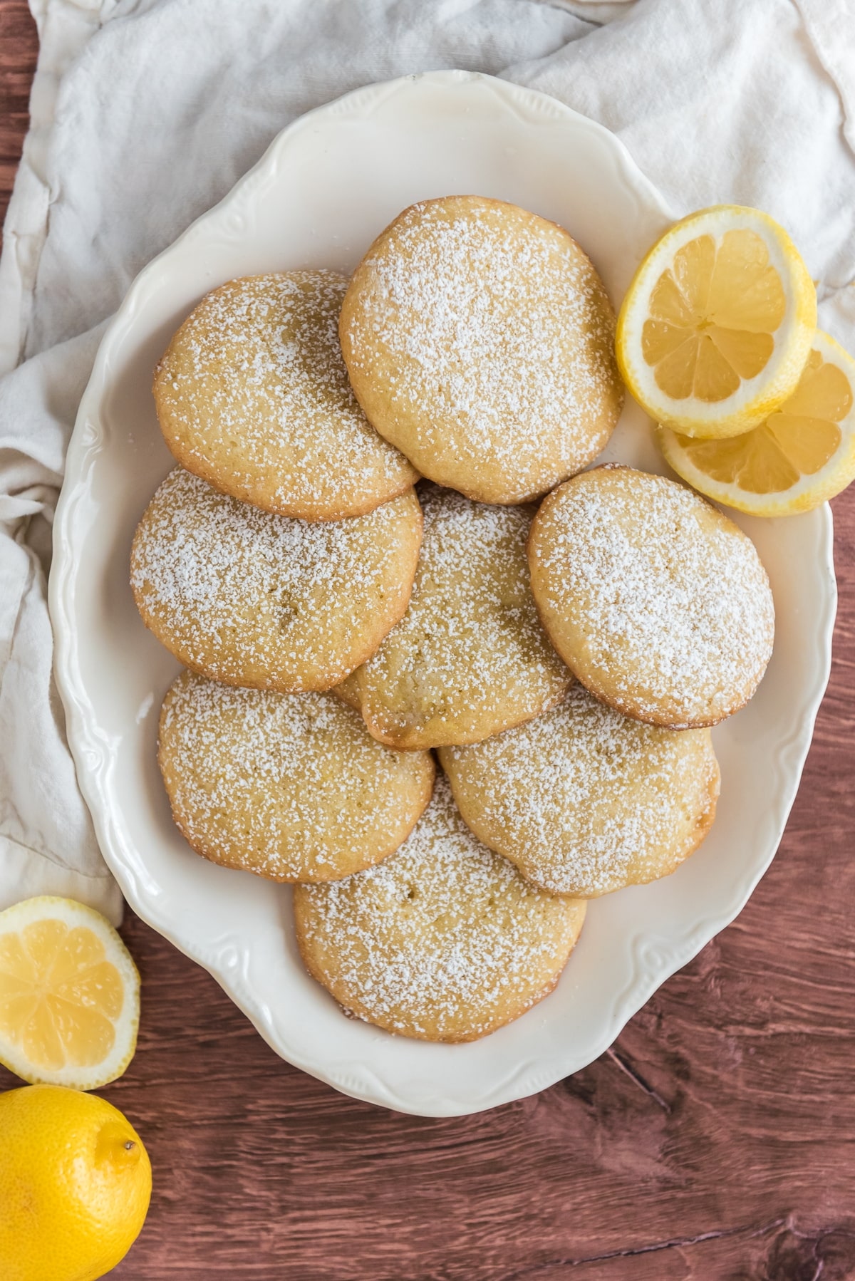 lemon cookies on white platter