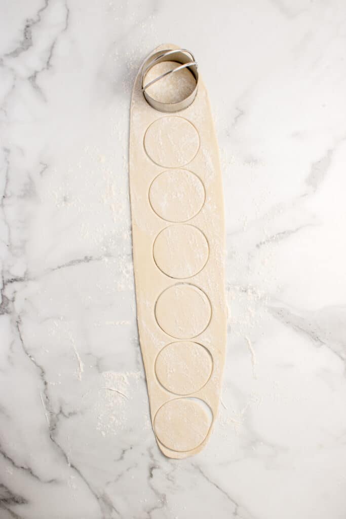 dough rolled and circles cut out