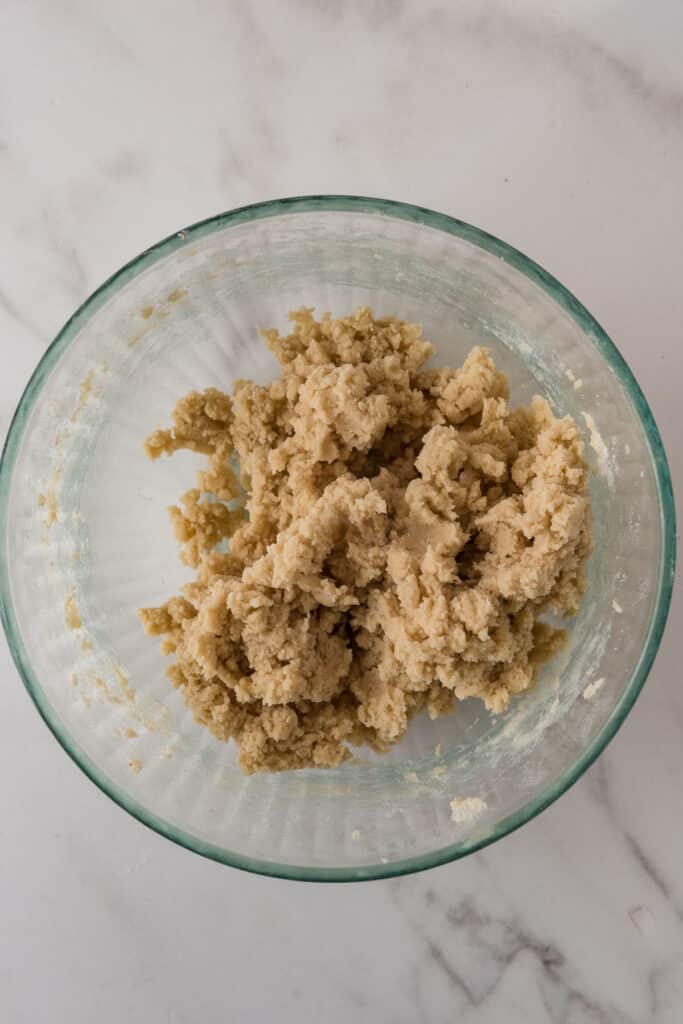mixing bowl with shortbread dough