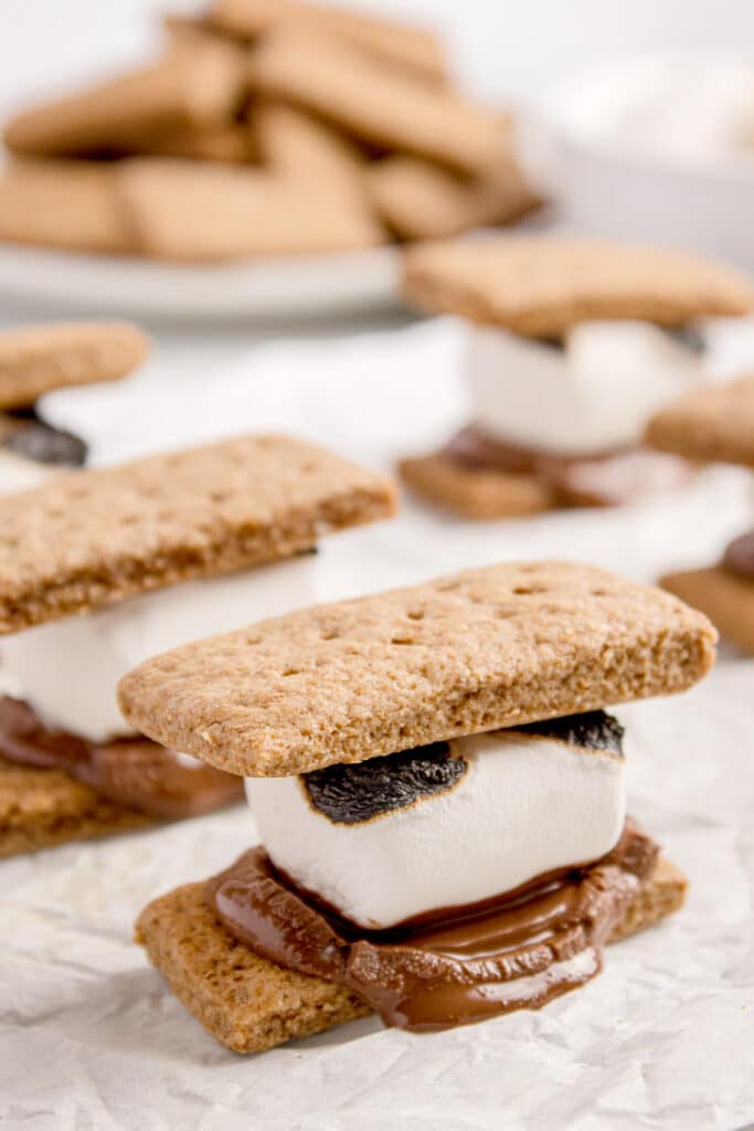 sourdough graham crackers made into s'mores