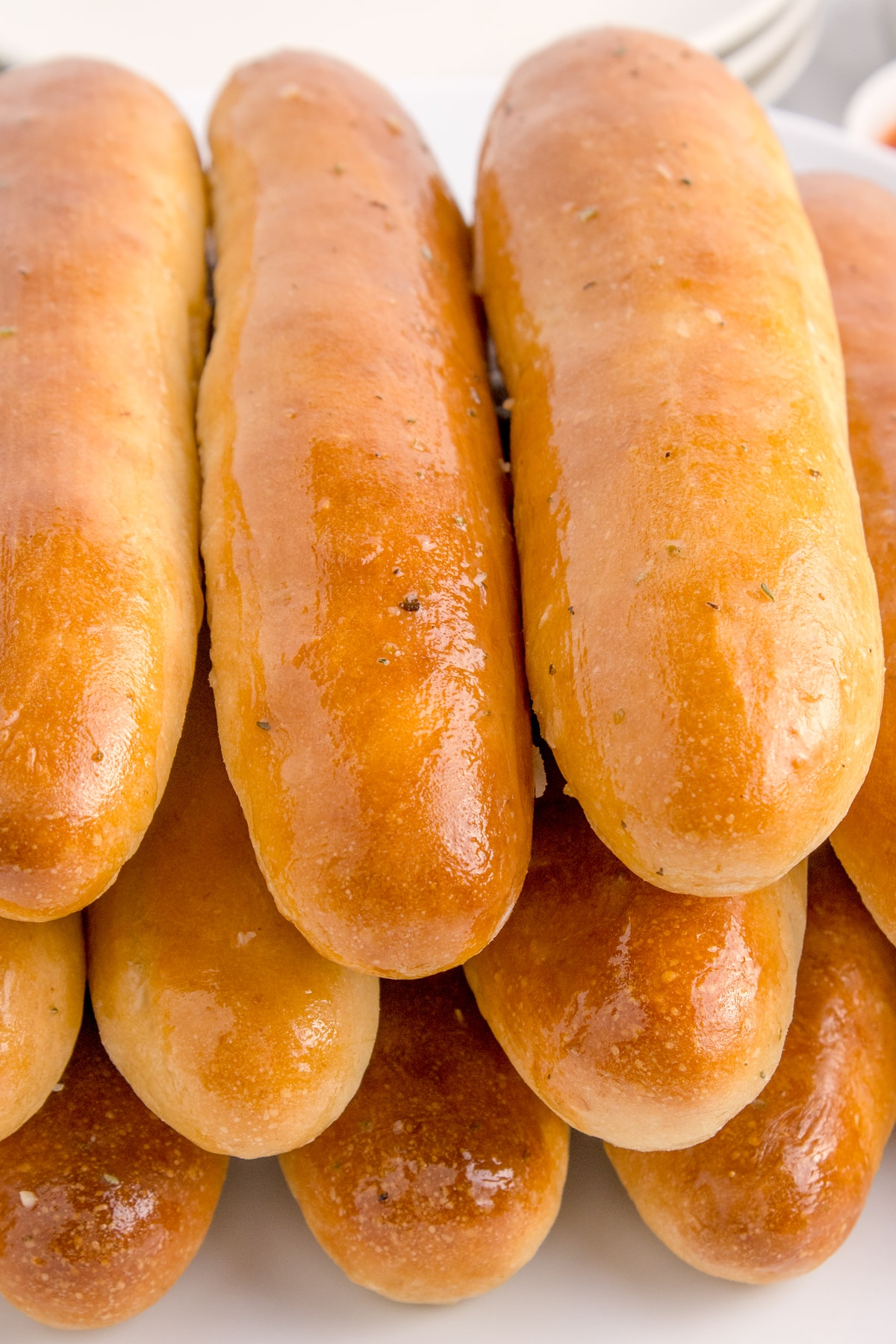 stack of twelve sourdough breadsticks