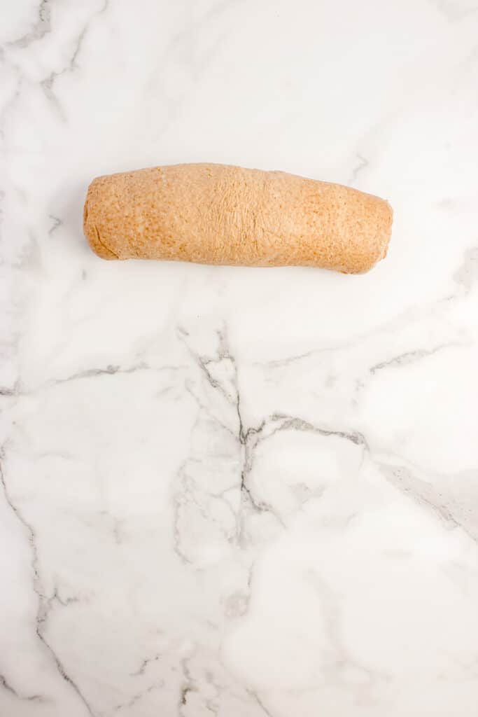 rolled log of dough before placing in loaf pan