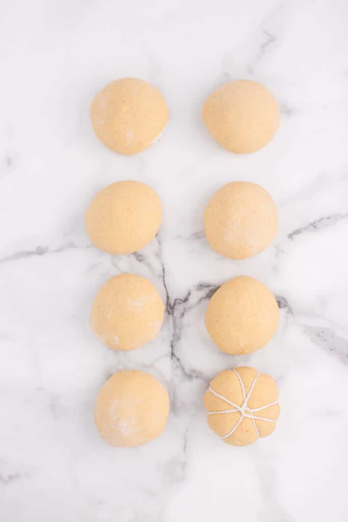 pumpkin roll dough divided Ito 8 balls