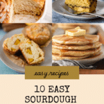collage showing images for sourdough breakfast recipes