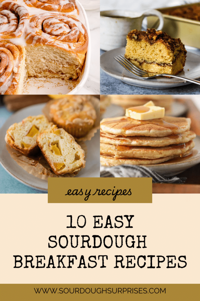 collage showing images for sourdough breakfast recipes