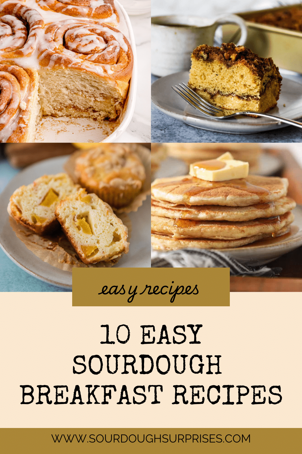 collage showing images for sourdough breakfast recipes